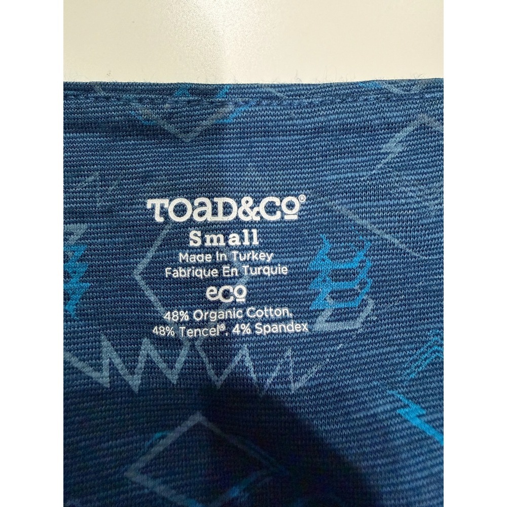 Toad&Co Blue Geometric Print Tencel Organic Cotton V-Neck A-Line Dress Small - Picture 4 of 7
